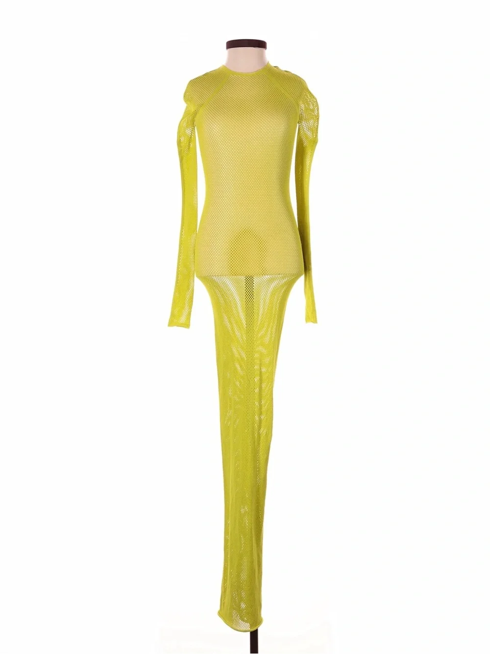 SKIMS Warp Knit Mesh Long Sleeve Cover-Up Dress in Citrus Yellow XXS
